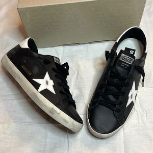 NIB Golden Goose Woman Leather Via Privata Ercole Narelli Black w/ White Size 41